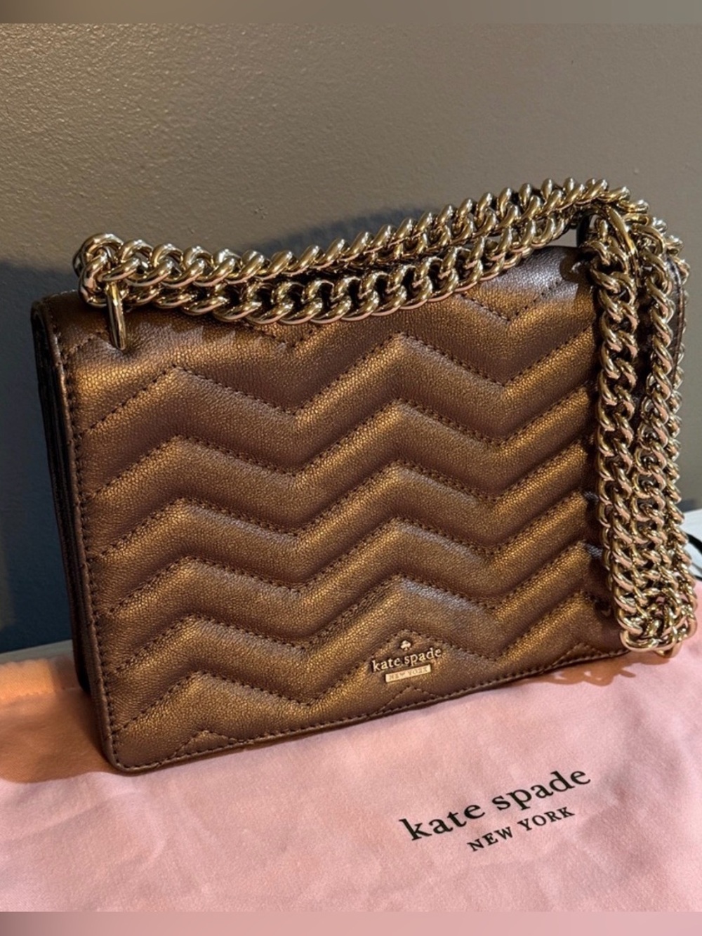 Kate Spade Reese Park Marci Quilted Leather Chain Shoulder Bag w/ Dusty - EUC

.